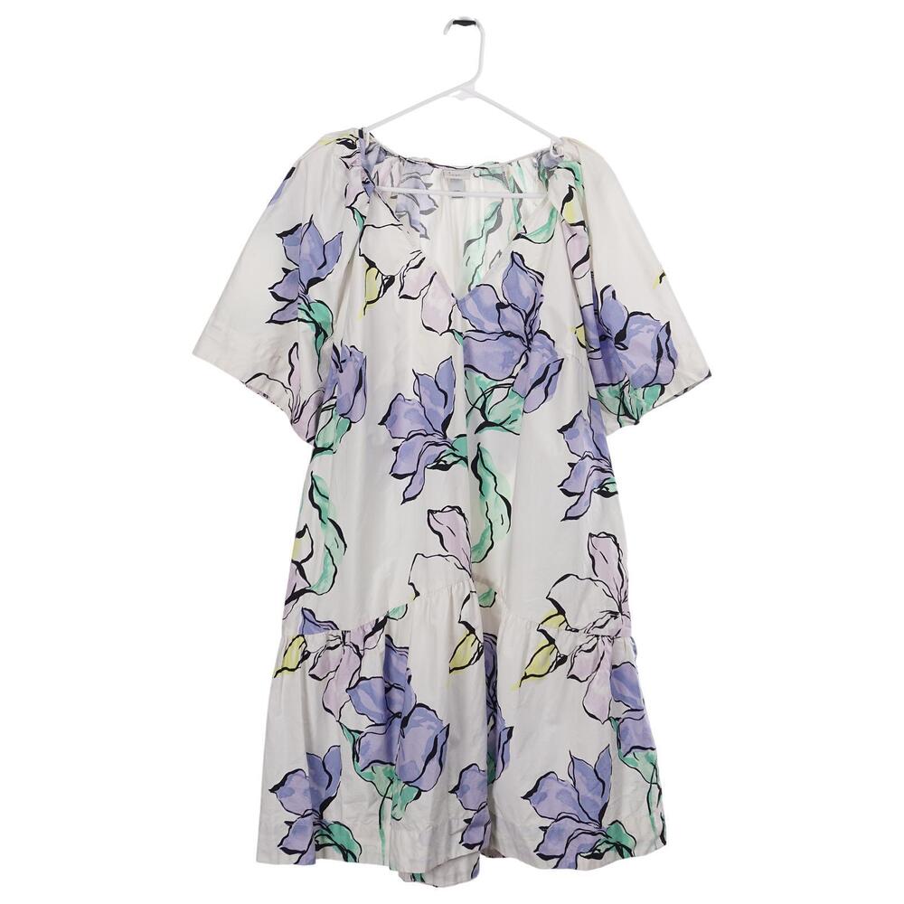 A New Day Dress XXL Floral Cotton Short Sleeve V-Neck A-Line Casual